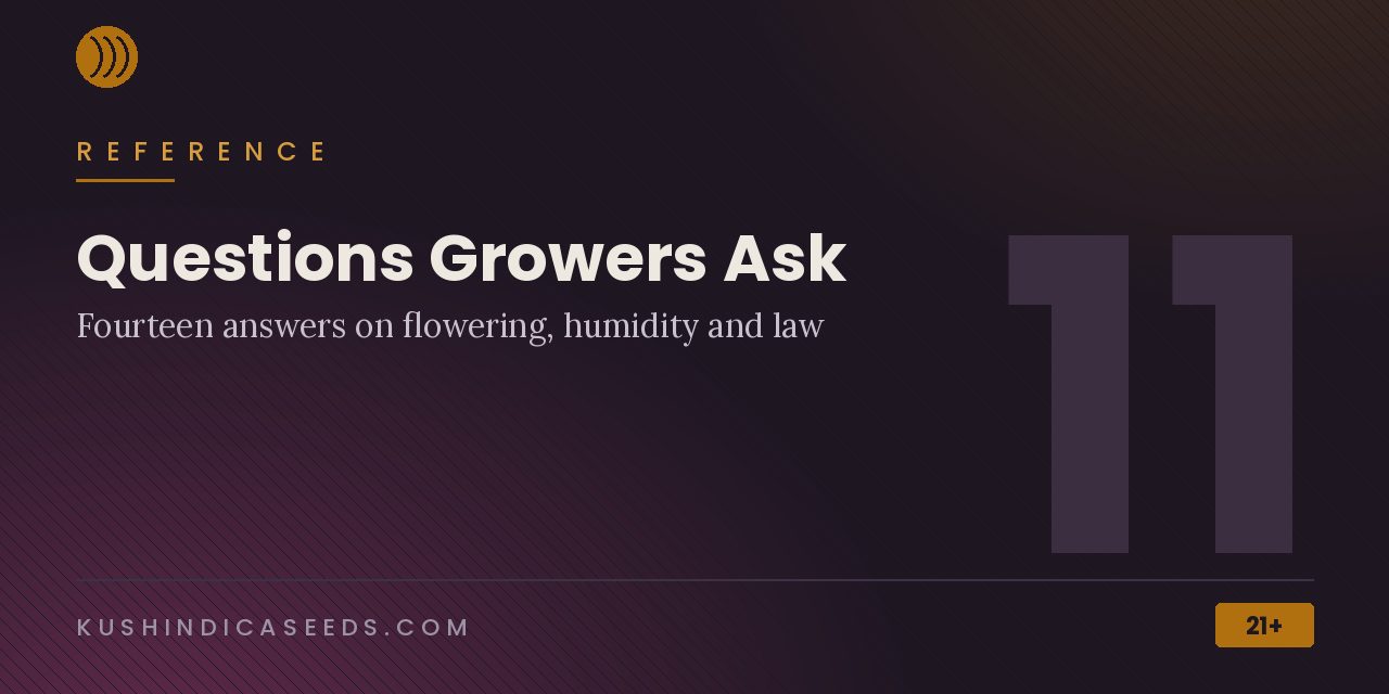 Section banner introducing fourteen answered questions on flowering, humidity, height and law